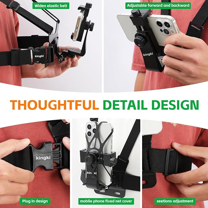 KINGKI Mobile Phone Chest Mount Harness Strap Holder Cell Phone Clip Action - Image 3