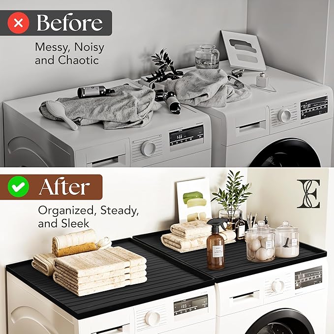 1 PC Washer and Dryer Top Cover Protectors 25" x 25", Laundry Machine Dust Guards (Onyx (Dark Grey))
