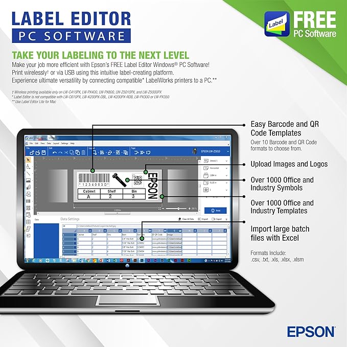 LABELWORKS Epson LW-PX900 Industrial Label Maker - Portable Handheld Label Printer Compatible with All Epson PX Tape Types