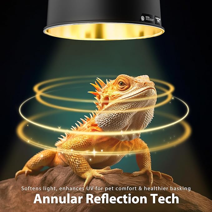 REPWILD Reptile Light Fixture with Dimming Thermostat, 5.5 Inch Deep Dome Lamp Fixture with Temperature Controller for Bearded Dragon, Turtle, Snake and Lizard Tanks, Max 100W
