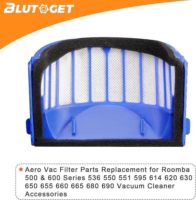 10 Pack Aero Vac Filter by Blutoget - Compatible for iRobot Roomba 500 & 600 Series 536 550 551 595 614 620 630 645 650 655 660 665 670 675 677 680 685 690 Vacuum Cleaner Accessories,with a brush