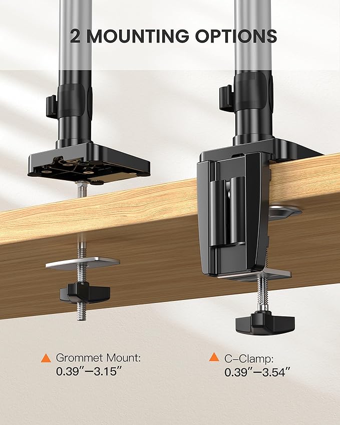 ErGear Triple Monitor Mount for 13-27 inch Screens, Triple Monitor Arms with USB, Heavy Duty Three Monitors Stand with Tilt, Swivel, Rotation, Holds Up to 17.6 lbs Each Arm