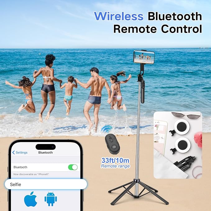 Vlogging Kit for iPhone/Android, Metal Selfie Stick Tripod for iPhone - Image 4