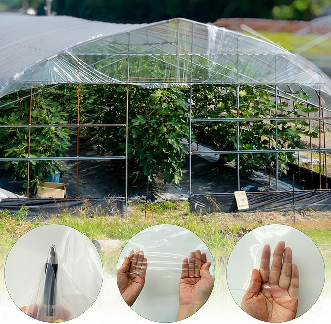 Greenhouse Plastic Sheeting,6 Mil 13×26ft Clear Greenhouse Film,Heavy Duty Plastic Sheeting for Farms Greenhouse Garden Floor Protection