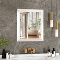 SMIROR Matte White Bathroom Mirror for Over Sink, 20”x 24” Metal Thick Framed Rectangle Vanity Mirror for Wall, Right Angle Corner, Anti-Rust, Horizontally or Vertically Mounted