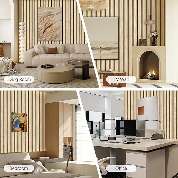 ARMURO Wood Slat Wall Panel 2 PCS - Extra-Long Wood Wall Panels for Soundproof Home & Office, Easy Peel and Stick Acoustic Panels for Noise Cancelling (Oak 11.8"W x 94.5"L)
