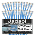 Jadaol UL Listed Patch Cables Cat 6a / Cat 6 0.75 ft 24-Pack, 10Gbps 550MHz by Jadaol