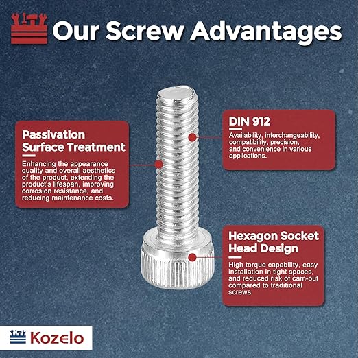 Kozelo 50pcs Socket Head Cap Screws - [M5-0.8 x 20mm] 304 Stainless Steel Allen Socket Drive for Electrical Motor 3D Printing Fan Engine Replacement Use, Silver