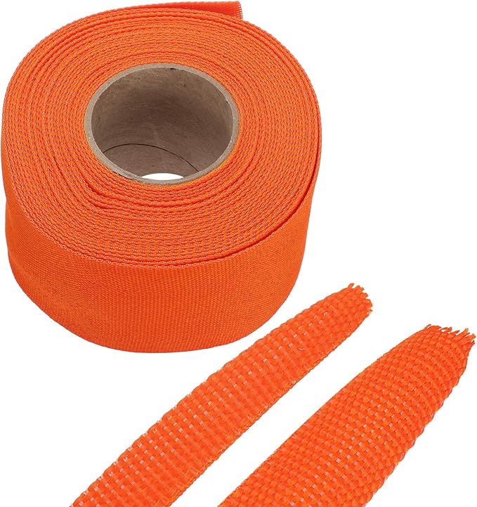 MECCANIXITY Braided Cable Sleeves Heat Shrinkable Fabric Sleeving, 2" 33ft Orange 2:1 Ratio Heat Shrinkable Cord Protector for Harness Cable, Network Cable Protection, Cable Management