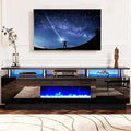 oneinmil 2 Tier TV Console Stand with 36" Electric Fireplace, LED Light Entertainment Center for TVs Up to 80" for The Living Room, 70", Black