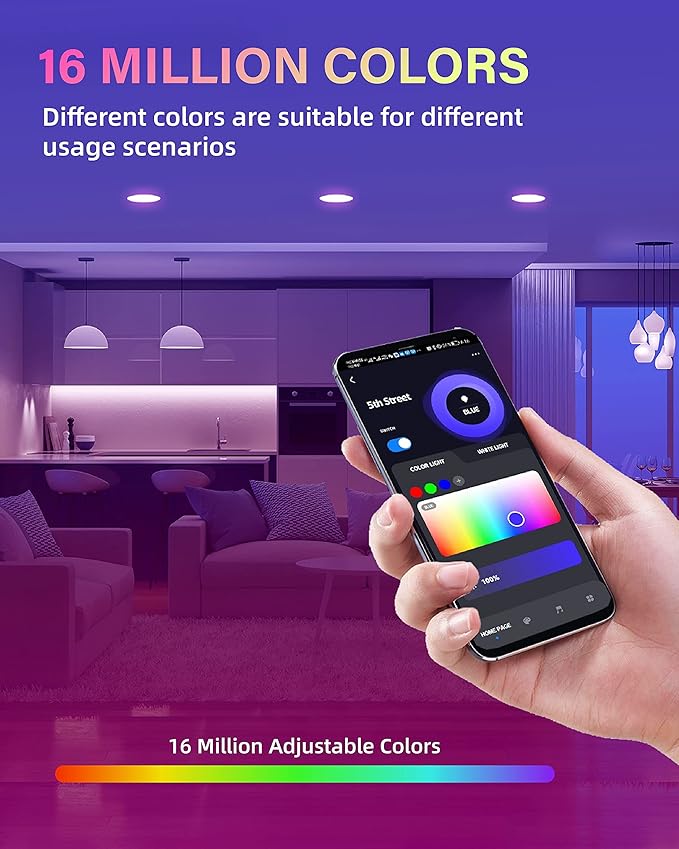 POWERASIA 12 Pack Smart Recessed Lighting 4 Inch, Ultra-Thin LED Recessed Lighting 9W 700LM Smart Downlight with Junction Box, Compatible with Alexa/Google Assistant - ETL and Energy Star Certified
