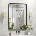 20x30 Inch Black Matte Framed Mirror for Bathroom, Rounded Rectangle Bathroom Vanity Mirror for Wall, Anti-Rust, Shatterproof (Horizontal/Vertical)