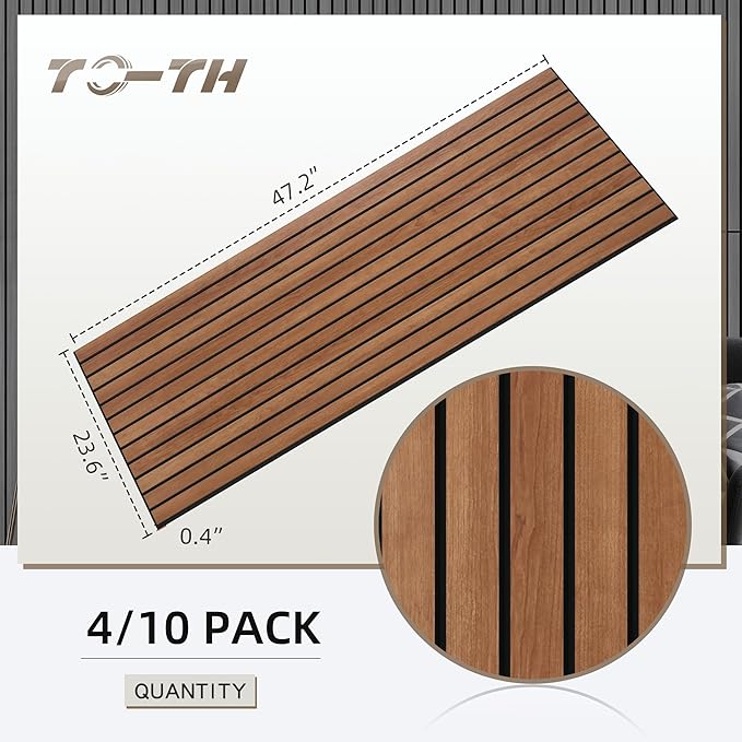 TO-TH Wood-Look Acoustic Wall Panels, 10 Pack 47.2” x 23.6” Sound Panels, Decorative Wood Panels for Wall Sound Dampening Panels for Home, Office, Basement, Cherry with Mitered Edges