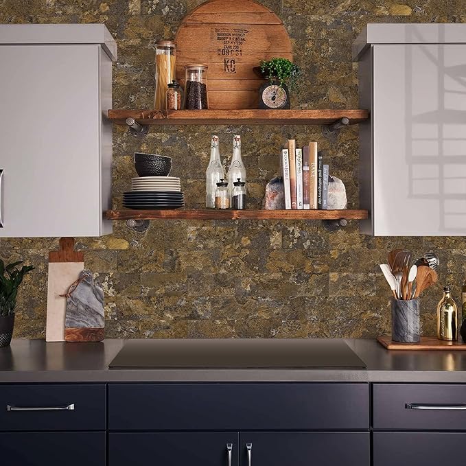 Vamos Tile 100 Pieces Peel and Stick Backsplash Tiles, 3" x 6" PVC Subway Tile, Rust Slate Stick on Backsplash Tiles for Kitchen/Bathroom/Fireplace/Laundry/Camper