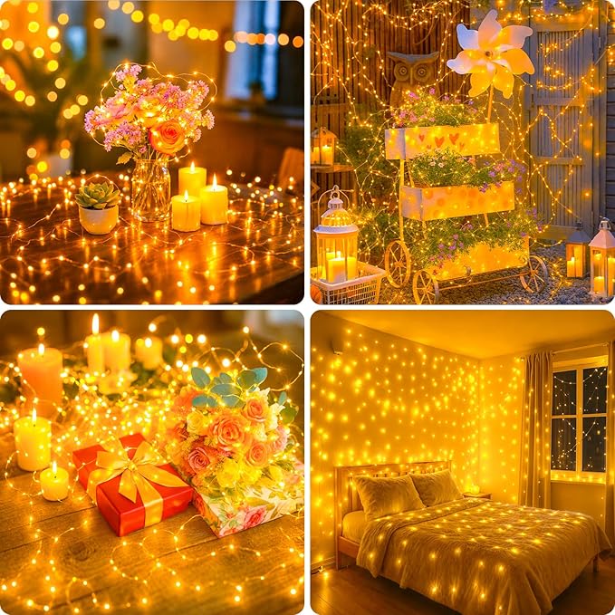 litogo 2 Pack Fairy Lights Battery Operated with Timer, 33FT 100LED Twinkle String Lights USB-C Powered 8 Modes Dimmable for Indoor Bedroom Centerpiece Wedding Classroom Dorm Christmas Decorations