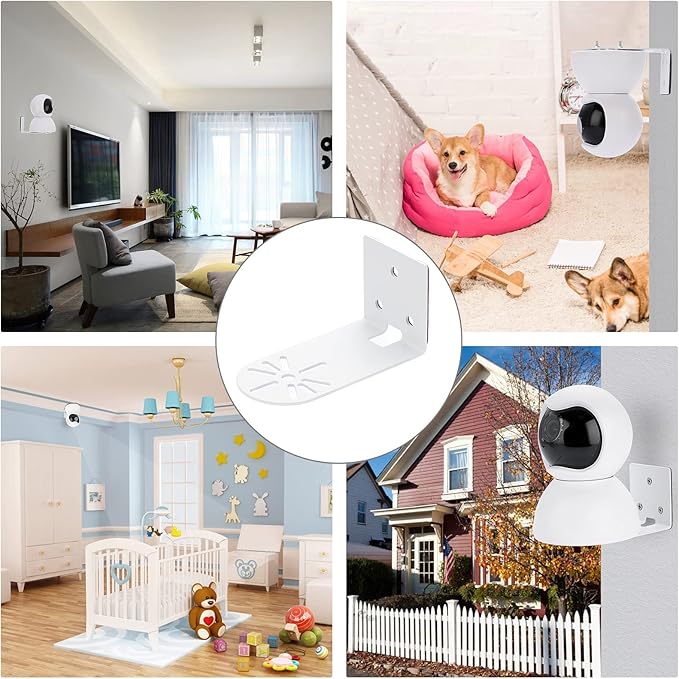 Sumnacon 3PCS Wall Mount Camera Shelf- Metal Small Wall Shelf with Adhesive,Universal Small Floating Shelf for Security Cameras, Speakers,White