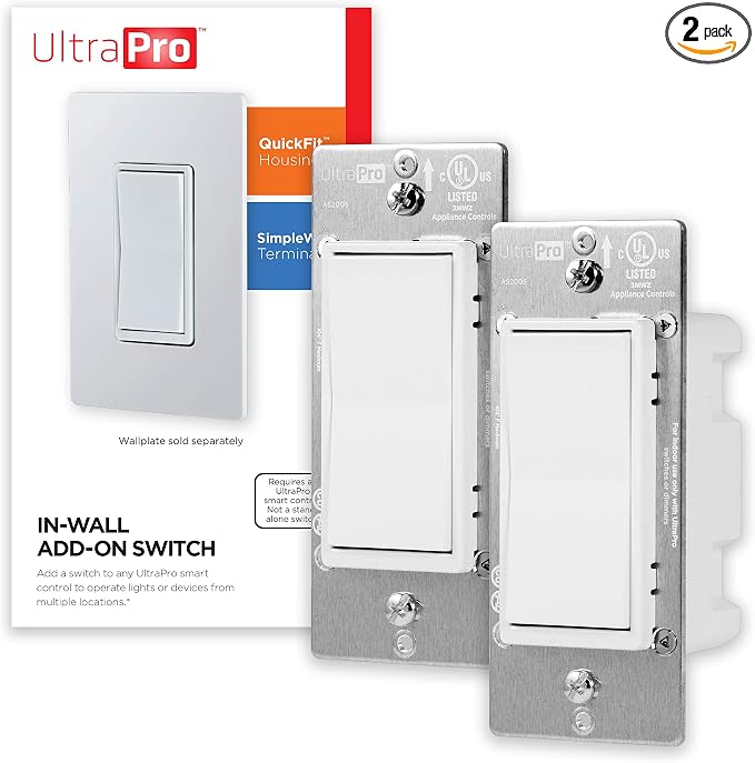 UltraPro Add-On Switch QuickFit and SimpleWire, In-Wall White Rocker Paddle Only by UltraPro