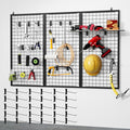 ztysn 3pcs Grid Wall Panels Display Stand -Wire Grid Hanging Rack with 30 Hooks, Freely Assembled Art Display Panels/Workshop Wall Mount Storage Rack Garage Organization