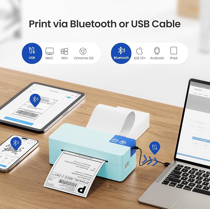 Bluetooth Thermal Shipping Label Printer, 4x6 Portable Direct Thermal Printer - Image 2