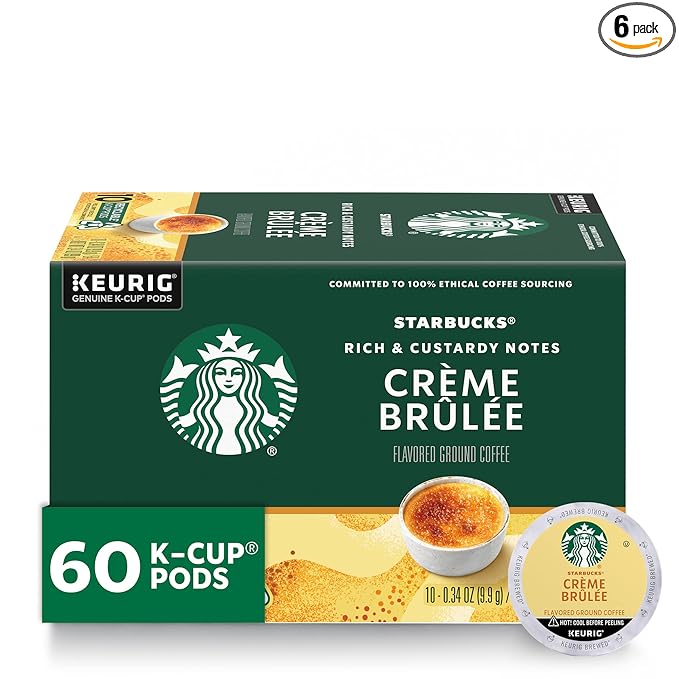 Starbucks K-Cup Coffee Pods, Flavored Hot or Iced Coffee, Crème Brûlée, 60 Keurig Pods