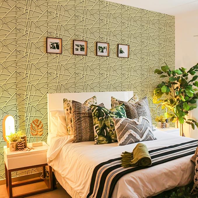 LEVOWAY 33 Pack 3D Wall Panels for Interior Wall Decor, 12''x12'' Champaign Gold Accent Textured Wall Panels, Wall Covering Panles for Living Room, Gaming Room, TV Background, Cover 32 Sq.Ft
