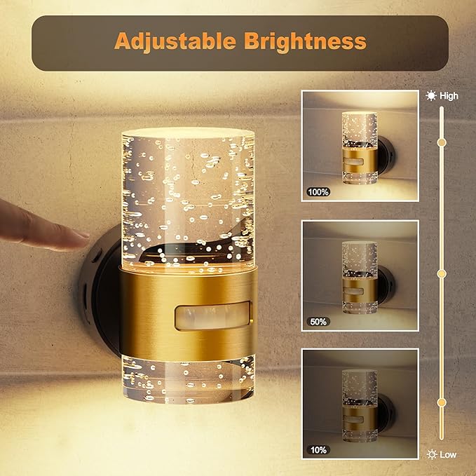 JandCase Motion Sensor Night Light, Wireless Rechargeable Night Light Wall Mounted, Motion Activated Night Lights, Dimmable Nightlight 3000K Warm White, for Bathroom Hallway Stairs