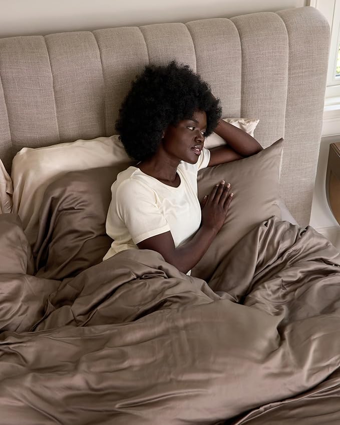 Cozy Earth Luxury Bed Sheet Set - 100% Viscose from Bamboo Fabric, Ultra-Soft & Breathable, Fits Regular & Deep Pocket Mattresses up to 20" - 4 Pieces Full Set Walnut