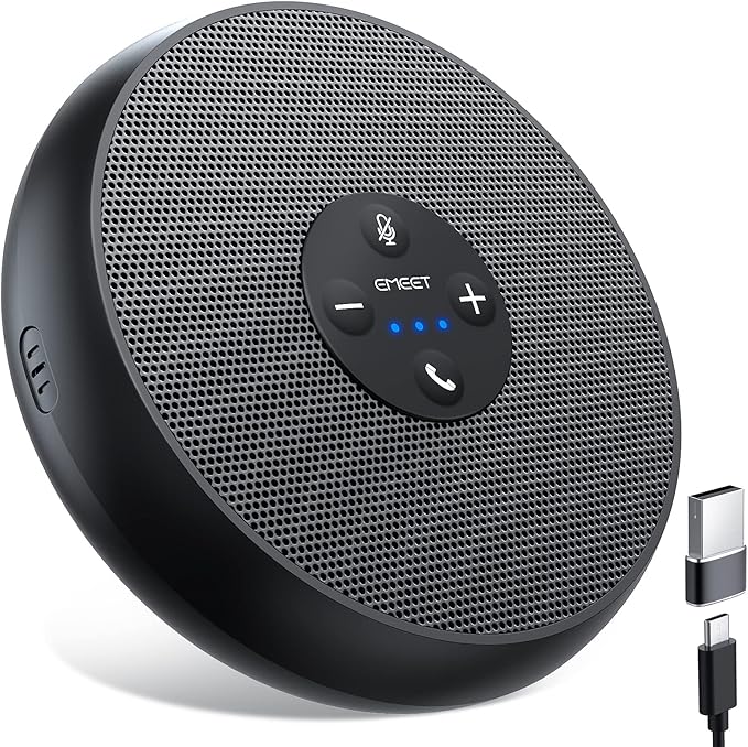 EMEET USB Speakerphone, M1A Zoom Certified AI Mics 360°Voice Pickup USB Type C-A Plug&Play Computer Speakers with Microphone, Fast Mute Noise Reduction Echo Cancellation for 5-8 People for Zoom Teams