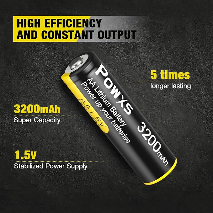 POWXS AA Lithium Batteries, 12 Pack 1.5V Lithium Iron AA Batteries 3200mAh - Image 2