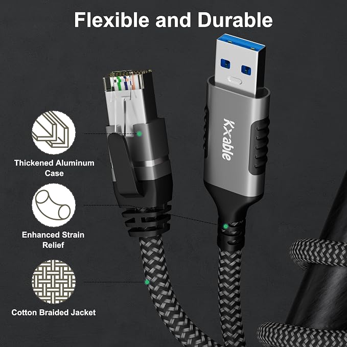 USB to Ethernet Cable 2 FT, USB 3.0 A Male to RJ45 Male Cord, Directly Connected - Image 4