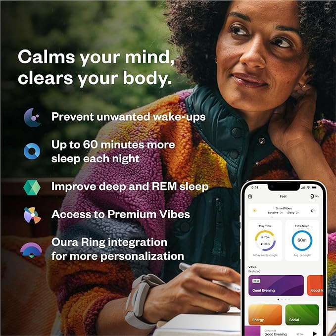 Bundle of Apollo Neuro Wearable (Twilight) & 12-Month SmartVibes AI Membership + Sleep Band (Black)