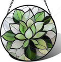CRISGIF Stained Glass Window Hanging - Ireland Green Plants Suncatcher for Doors Garden Succulent Sun Catchers Decor Mother's St. Patrick's Day Birthday for Women Men Mom Nana 15 in