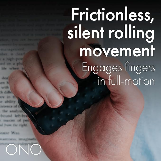 ONO Roller - Handheld Fidget Toy for Adults | Help Relieve Stress, Anxiety, Tension | Promotes Focus, Clarity | Compact, Portable Design (Black, Full Size - Silicone)