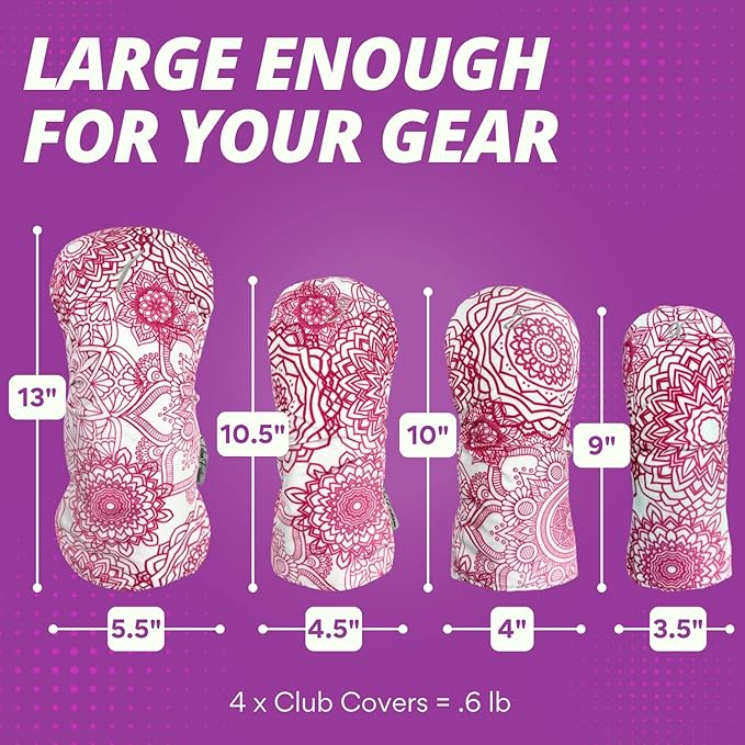 Taboo Fashions Resort Collection Golf Club Covers for Women - Numbered Golf Headcovers Set for Driver, Fairway and Hybrid Clubs - Weather Resistant, Pack of 4