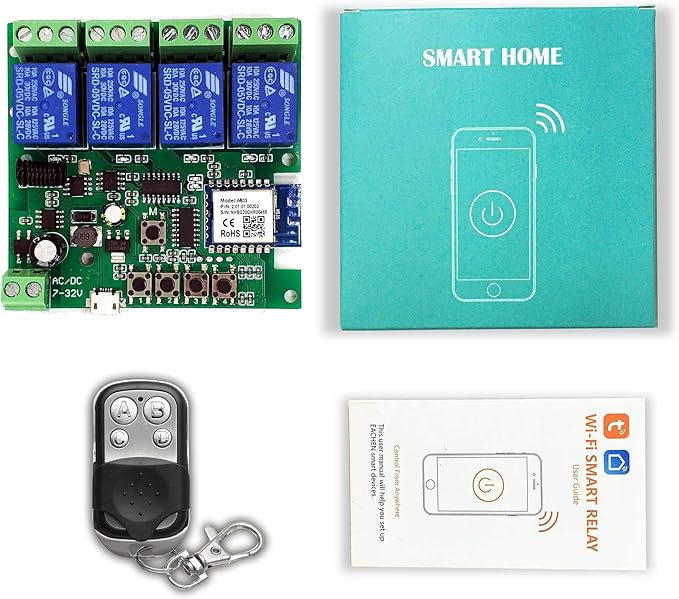 Newgoal 4 channelsWiFi Wireless Smart Switch Inching Self-locking Relay Module, be applied to access control Tuya SmartLife APP,DIY WIFI Garage Door Opener With 433 MHz RF remote control