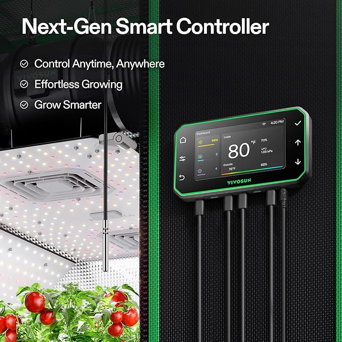 VIVOSUN GrowHub Controller E42A+ for Grow Tent, Smart Environmental WiFi-Controller with Temperature, Humidity, VPD, Timer, Cycle, Schedule Controls, Cooling Ventilation Lighting Programming