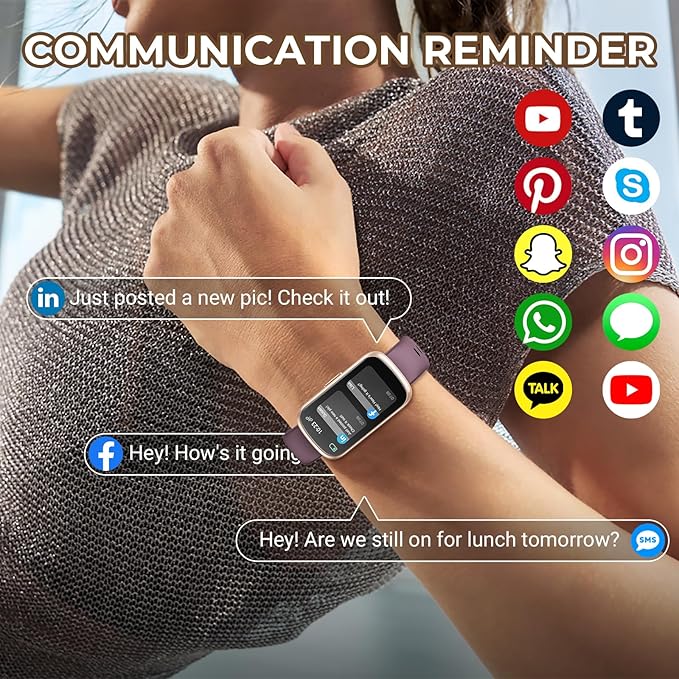 TIFOZEN Health Fitness Tracker Smart Watch with 24/7 Heart Rate, Blood Oxygen, Sleep Tracker, Pedometer, 3 Colorful Bands & 3ATM Waterproof Activity Tracker with Step Calorie Counter, Smoke Violet