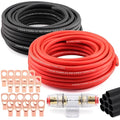 8 Gauge Wire (25ft Each - Red/Black) Copper Clad Aluminum CCA - Primary Automotive Wire,Car Amplifier Power & Ground Cable, 20PCS Lugs Terminal Connectors,60A ANL Fuse Block and Heat Shrink Tubing