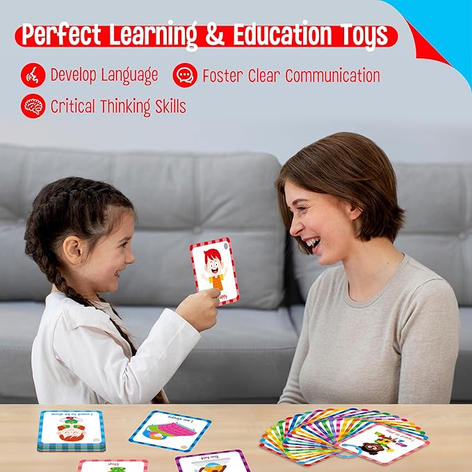 Special Needs Communication Cards, 40 Double-Sided Cards 80 Basic Special Needs for Children and Adults with Autism, Speech Delay Visual Aid Non Verbal Speech Therapy for Toddlers, Kids, Seniors