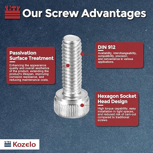 Kozelo 40pcs Socket Head Cap Screws - [M4-0.7 x 14mm] 304 Stainless Steel Allen Socket Drive for Electrical Motor 3D Printing Fan Engine Replacement Use, Silver