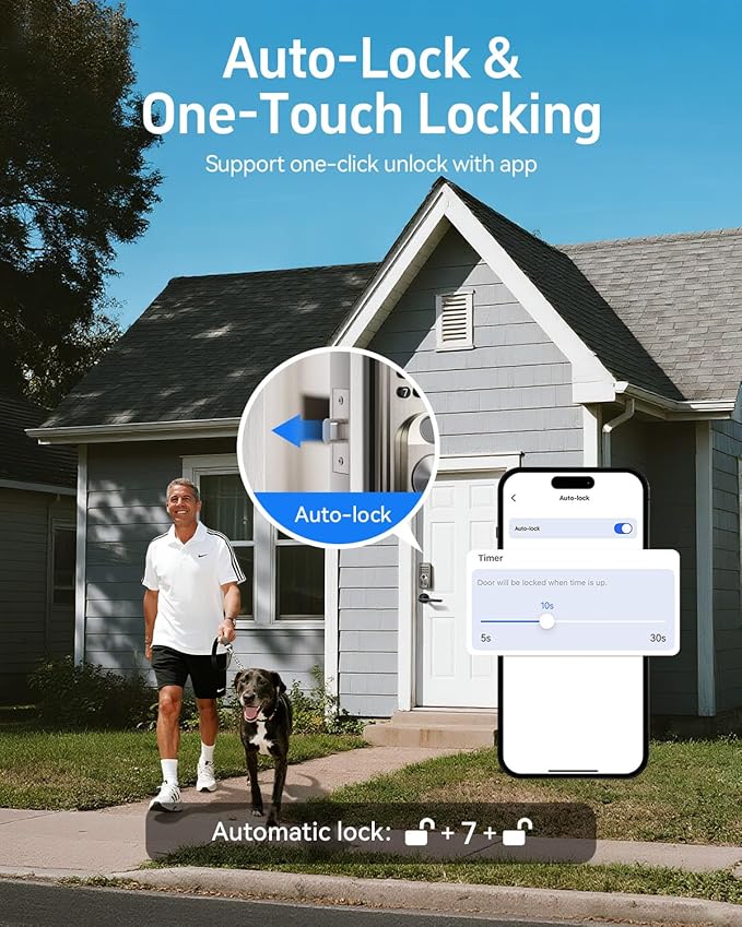 Smart Door Lock, Anybell Fingerprint Door Lock Keyless Entry with Electronic Keypad Deadbolt, App Control, Auto Lock, Biometric Lock for Front Door, Hotel & Office