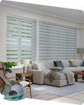 Yoolax Motorized Blinds with Remote, Electric Zebra Blinds for Indoor Windows, Room Darkening Smart Shades with Voice Control, Compatible with Alexa Google Home, APP Control, 23" W x 72" H, Grey