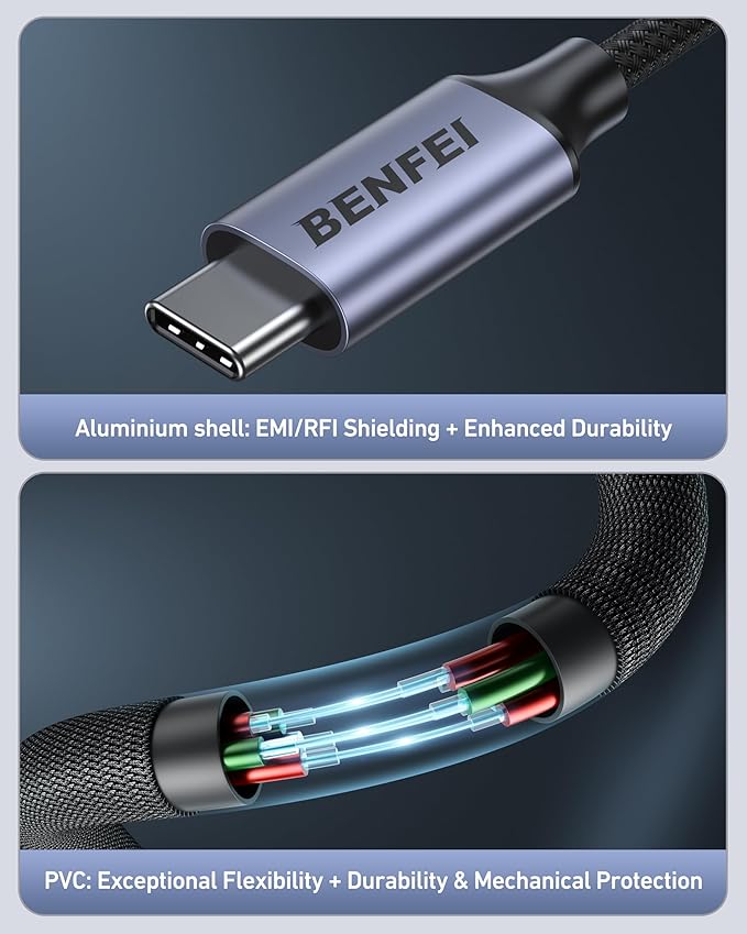 BENFEI USB C to Dual 3.5mm Audio Splitter, Headphone Adapter for 2 People to Share Music & Movies, Compatible with iPhone 16/15 Pro Max/Pro/Plus, Samsung GalaxyS23/S22, iPad Pro, MacBook, Pixel & More