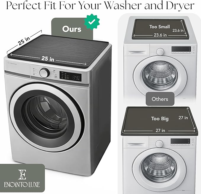 2 PC Washer and Dryer Top Cover Protectors 25" x 25", Laundry Machine Dust Guards (Beige (Sand))
