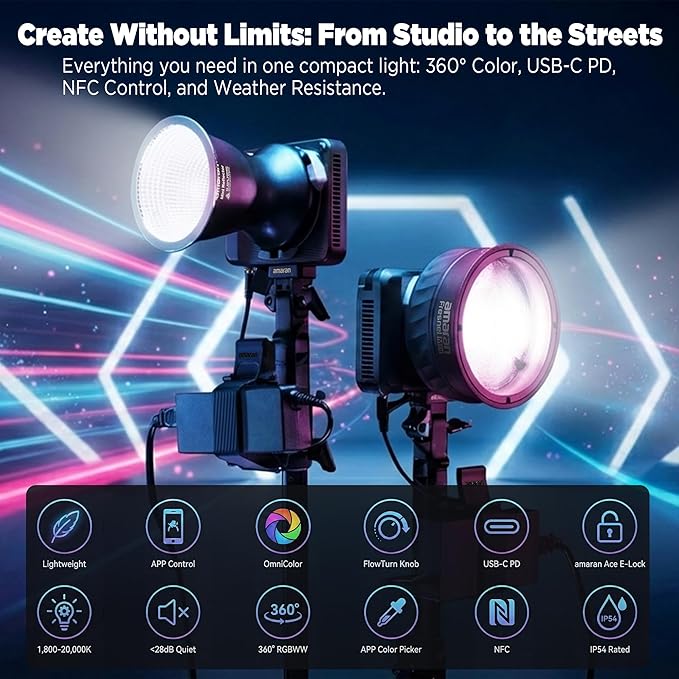 Amaran Ray 120c RGB LED Monolight, 120W Full Color COB Video Light - Image 3