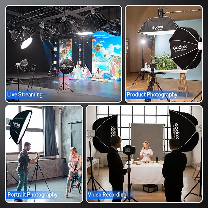 Godox Litemons LE300Bi 300W Bicolor LED Video Light, 58900Lux@1M Studio Light with APP Control, 11 FX Effects, 2800K-6500K 0-100% Brightness Bowens Mount LED(White)