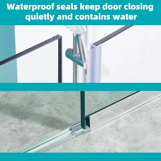 Pivot Swing Shower Door, Adjustable Width 58.9-60" W x 74" H Semi-Frameless Shower Glass Door with 5/16 in (8mm) Clear SGCC Tempered Glass with Nano Easy-Clean Coating (Chrome)