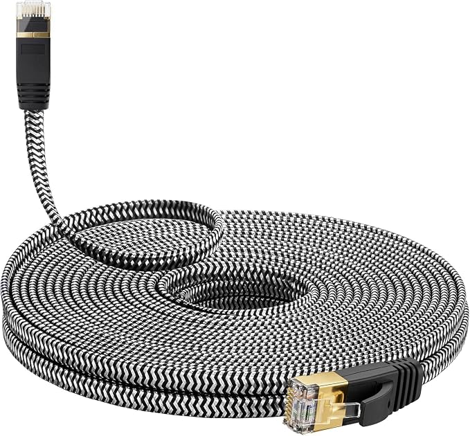 Cat 7 Ethernet Cable 30 ft, MORELECS Nylon Braided Cat 7 Internet Cable 30 ft by MORELECS