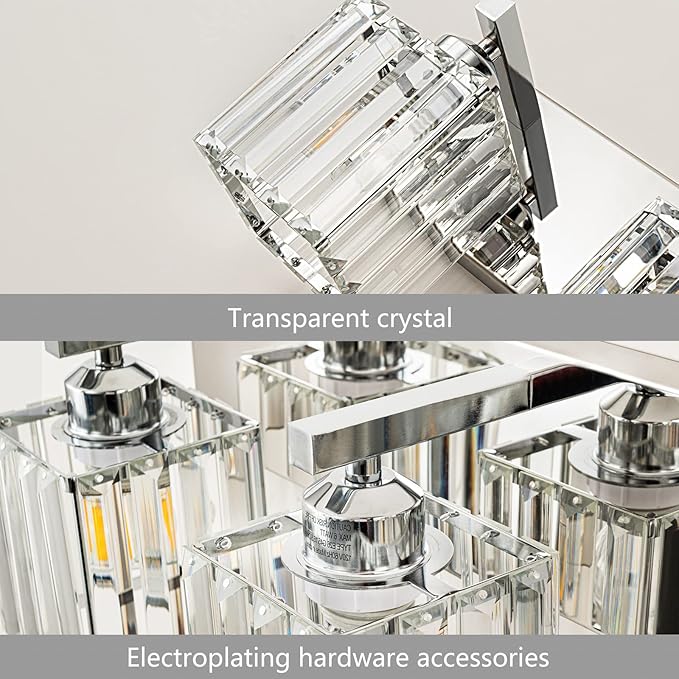 FDPBY Modern 6-Light Chrome Crystal Bathroom Vanity Light Fixtures