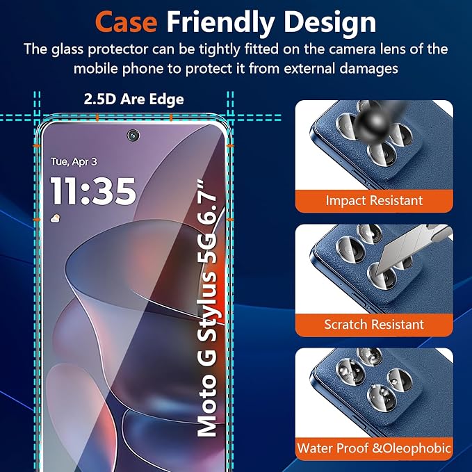 Designed for Motorola Moto G Stylus 5G 2025 Tempered Glass Screen Protector + - Image 6